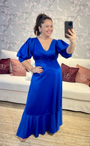 Vestido Shaila Largo Azul Eléctrico